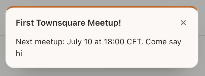 Message board with a scheduled meetup notice